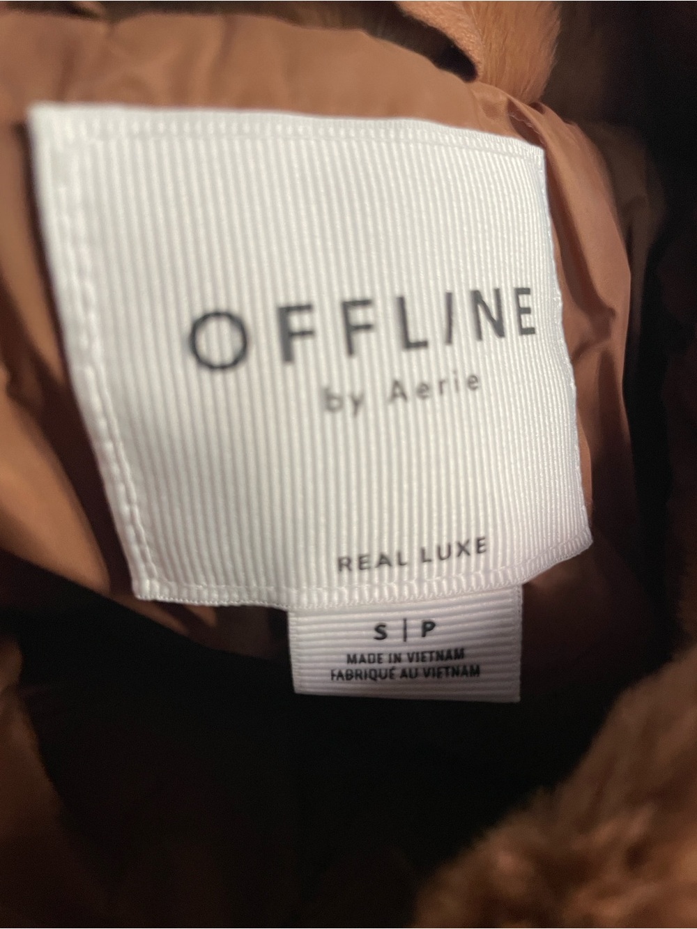 Sz S online by aerie real luxe Quilted Faux-Fur Collar Jacket in Rust - Picture 10 of 10